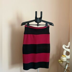LuLaRoe Black and Pink Striped Pencil Skirt